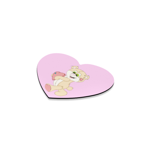 Patchwork Heart Teddy Pink Heart Coaster