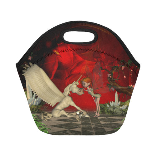 Cute little fairy and pegasus Neoprene Lunch Bag/Small (Model 1669)