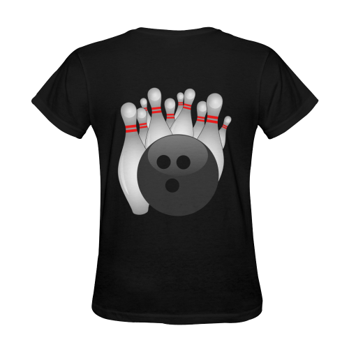 Sports Bowling Ball And Pins  Black Sunny Women's T-shirt (Model T05)