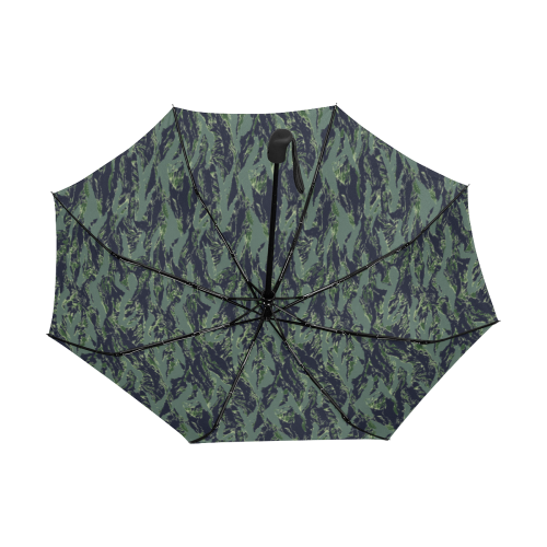 Jungle Tiger Stripe Green Camouflage Anti-UV Auto-Foldable Umbrella (Underside Printing) (U06)