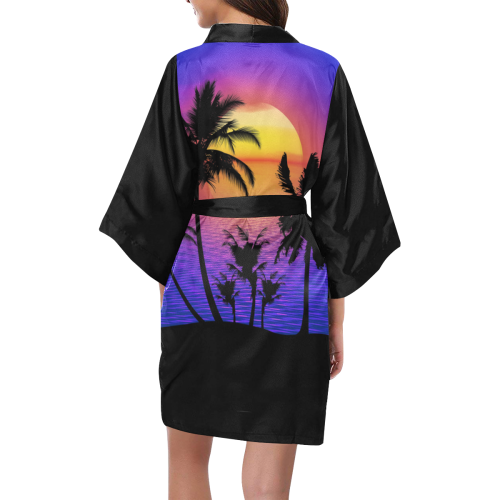 Tropical Sunset Palm Trees Kimono Robe