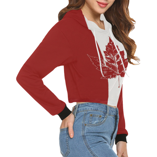 Canada Cool Retro Hoodie All Over Print Crop Hoodie for Women (Model H22)