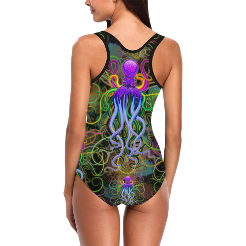 Octopus Psychedelic Luminescence Vest One Piece Swimsuit (Model S04)