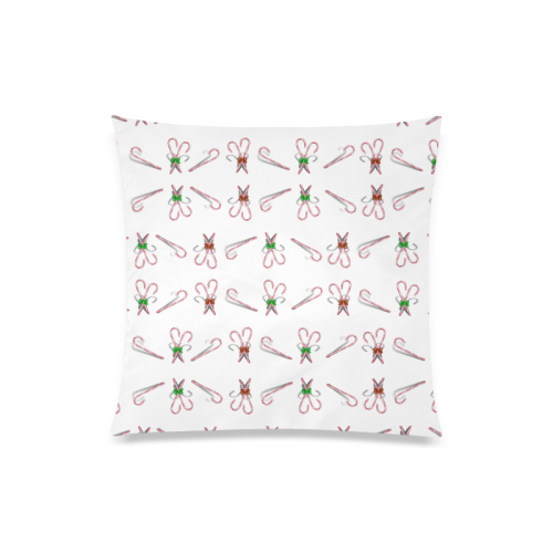 Christmas Candy Canes with Bows Custom Zippered Pillow Case 20"x20"(Twin Sides)