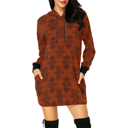 Wall Flower in Potter's Clay by Aleta All Over Print Hoodie Mini Dress (Model H27)
