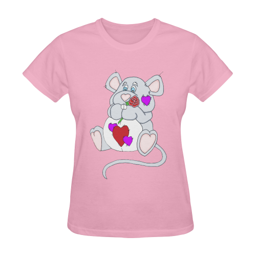 Valentine Mouse Pink Sunny Women's T-shirt (Model T05)