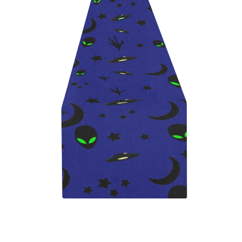 Alien Flying Saucers Stars Pattern Table Runner 16x72 inch