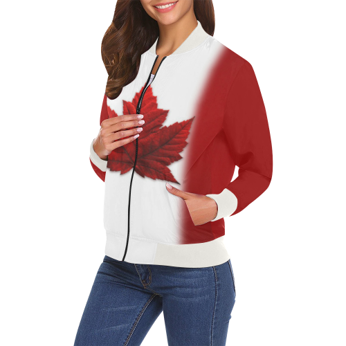 Canada Flag Jackets Womens' Bomber Jackets All Over Print Bomber Jacket for Women (Model H19)