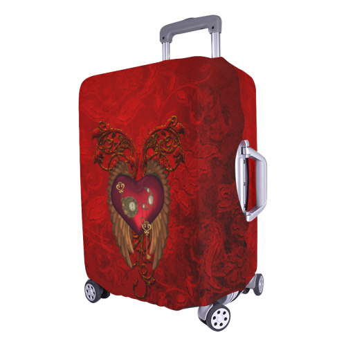 Beautiful heart, wings, clocks and gears Luggage Cover/Large 26"-28"