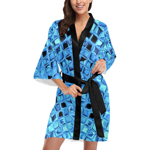Metallic Blue Kimono Robe