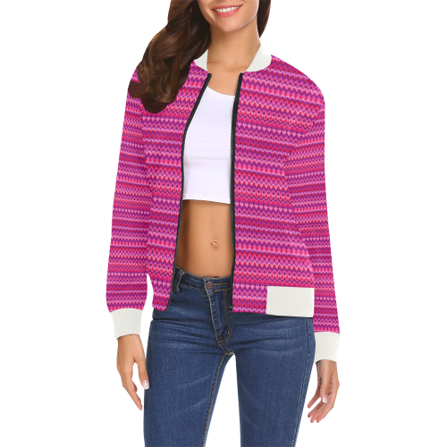 Multicolored wavy pattern All Over Print Bomber Jacket for Women (Model H19)