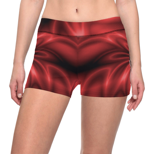 Red Shiny Swirl Women's All Over Print Short Leggings (Model L28)