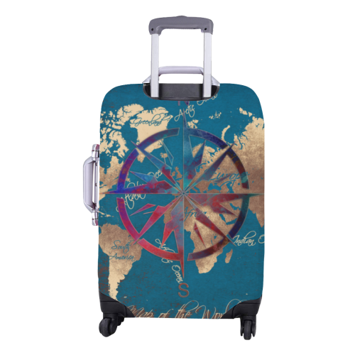 world map wind rose #map #worldmap Luggage Cover/Medium 22"-25"