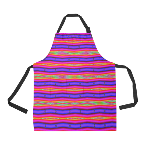 Bright Pink Purple Stripe Abstract All Over Print Apron