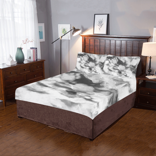 Marble Black and White Pattern 3-Piece Bedding Set