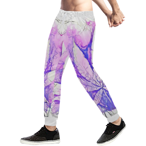 Acid Leaf (White) Men's All Over Print Sweatpants/Large Size (Model L11)
