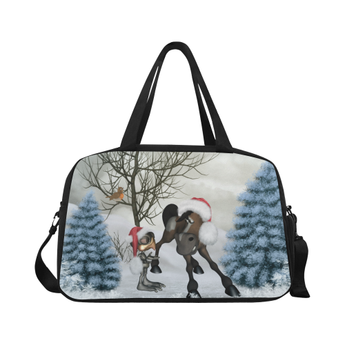 Christmas cute bird and horse Fitness Handbag (Model 1671)