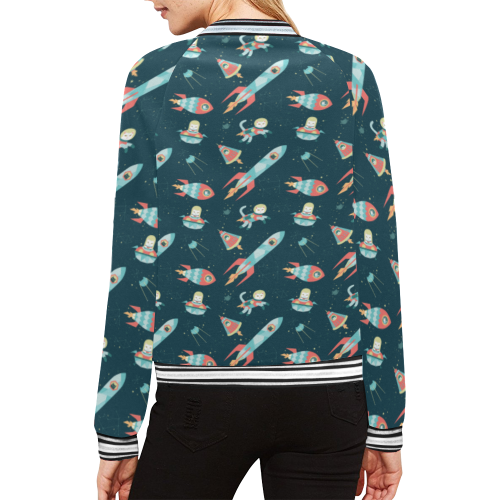 Ailien Cats on Universe All Over Print Bomber Jacket for Women (Model H21)