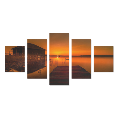 Dockside Sunset Canvas Print Sets B (No Frame)