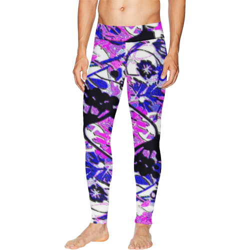 floral abstract in shades of blue Men's All Over Print Leggings (Model L38)