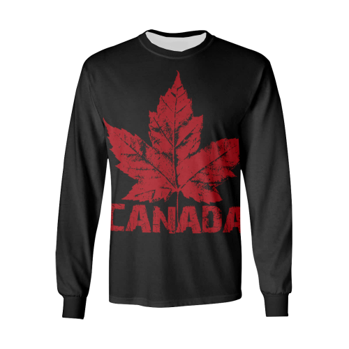 Cool Canada Souvenir Shirts Retro Maple Leaf Men's All Over Print Long Sleeve T-shirt (Model T51)