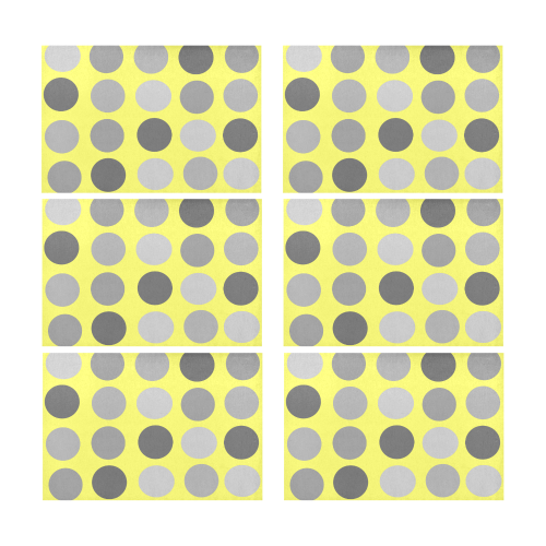 Gray and Yellow Polka Dots Placemat 12’’ x 18’’ (Six Pieces)