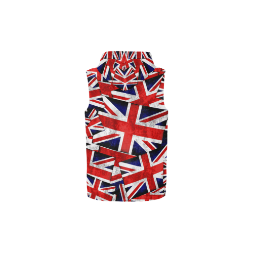 Union Jack British UK Flag All Over Print Sleeveless Zip Up Hoodie for Kid (Model H16)