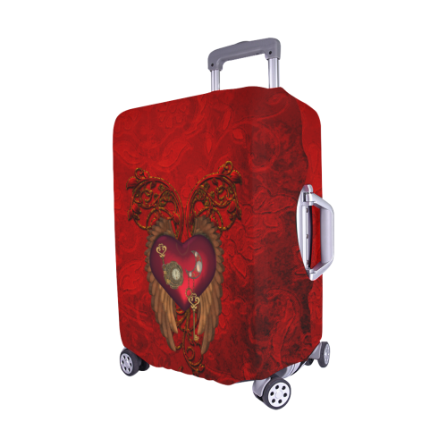 Beautiful heart, wings, clocks and gears Luggage Cover/Medium 22"-25"