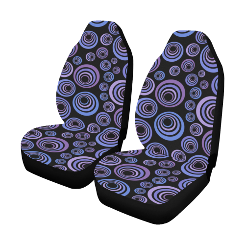 Retro Psychedelic Ultraviolet Blue Pattern Car Seat Covers (Set of 2)