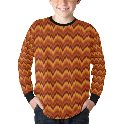 Lava Kids' Rib Cuff Long Sleeve T-shirt (Model T64)
