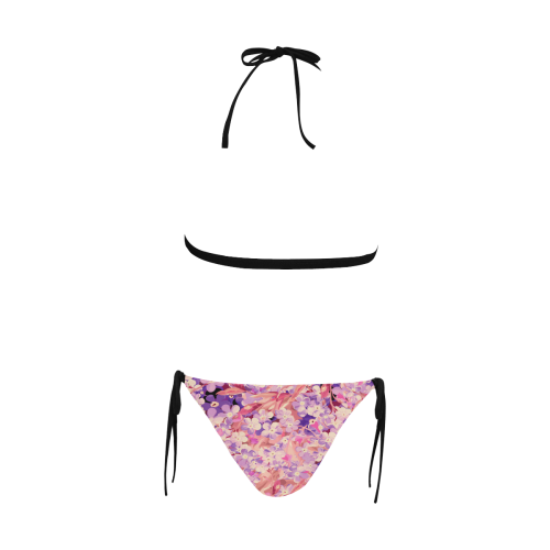 flower pattern Buckle Front Halter Bikini Swimsuit (Model S08)