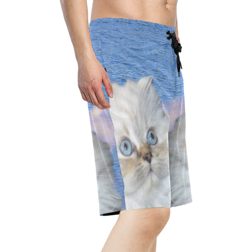 Cat and Water Men's All Over Print Board Shorts (Model L16)