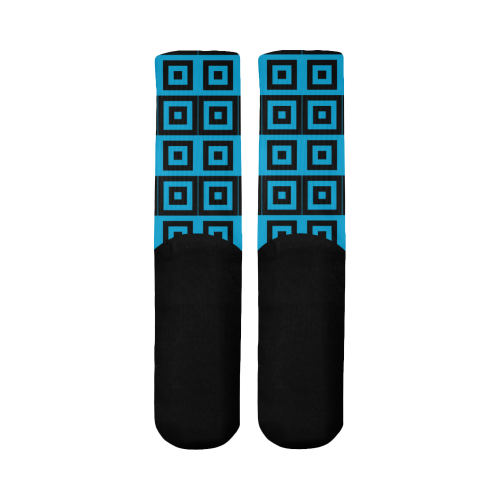 Blue-Black Pattern Mid-Calf Socks (Black Sole)