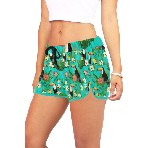 Tropical Summer Toucan Pattern Women's All Over Print Relaxed Shorts (Model L19)