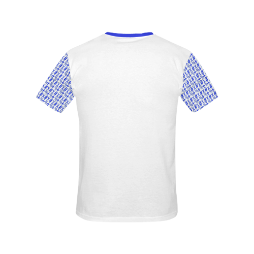 NUMBERS Collection Symbols Sleeves Blue/White All Over Print T-shirt for Women/Large Size (USA Size) (Model T40)