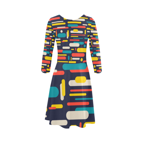 Colorful Rectangles 3/4 Sleeve Sundress (D23)