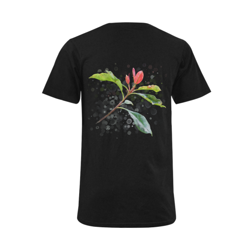 3 colors leaves, red blue green. Floral watercolor Men's V-Neck T-shirt  Big Size(USA Size) (Model T10)