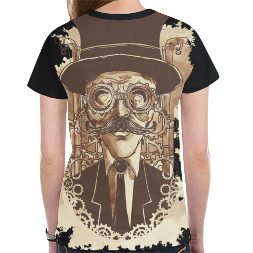 Retro Futurism Steampunk Adventure Gentleman 1 New All Over Print T-shirt for Women (Model T45)