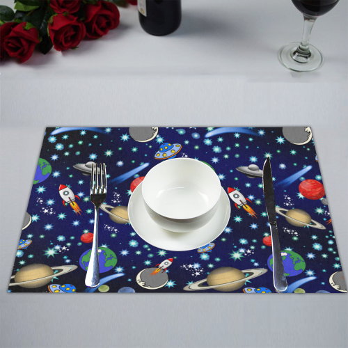 Galaxy Universe - Planets,Stars,Comets,Rockets Placemat 14’’ x 19’’ (Set of 2)