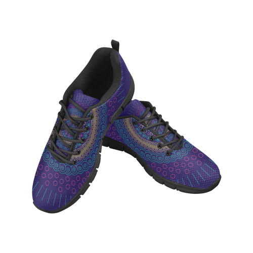 blue mandala circular Women's Breathable Running Shoes/Large (Model 055)