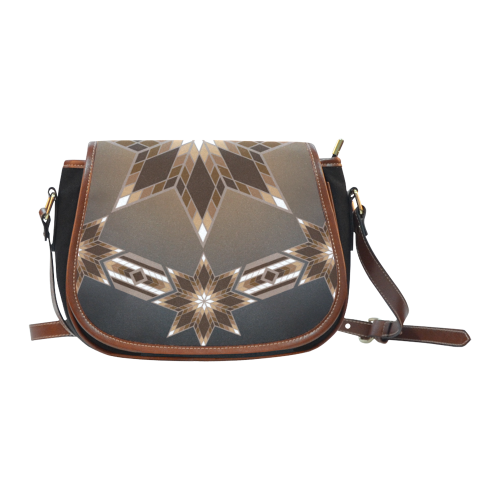 Morning Stars Circle Brown Saddle Bag/Small (Model 1649)(Flap Customization)