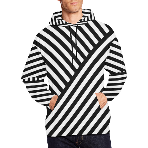 Butting Stripes All Over Print Hoodie for Men/Large Size (USA Size) (Model H13)