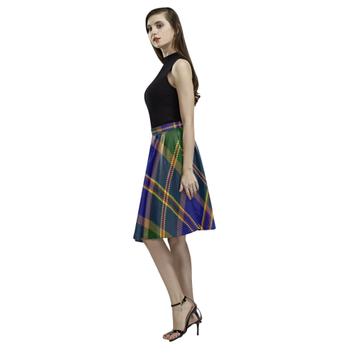 Hawaii State Tartan Melete Pleated Midi Skirt (Model D15)