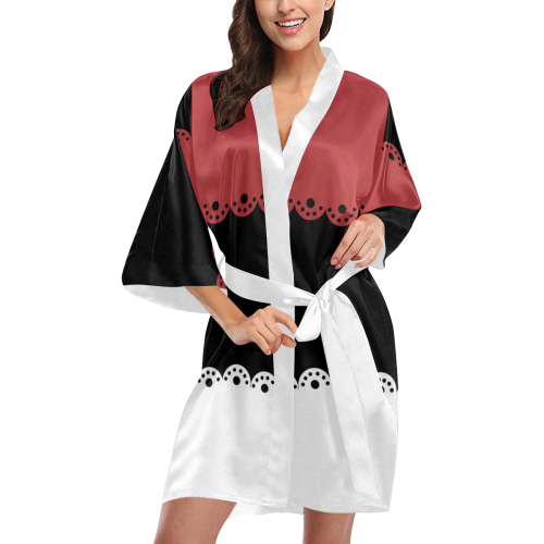 Red Black White Lace 1 Kimono Robe