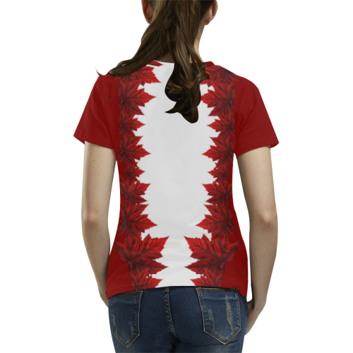 Canada Maple Leaf T-Shirts All Over Print T-Shirt for Women (USA Size) (Model T40)