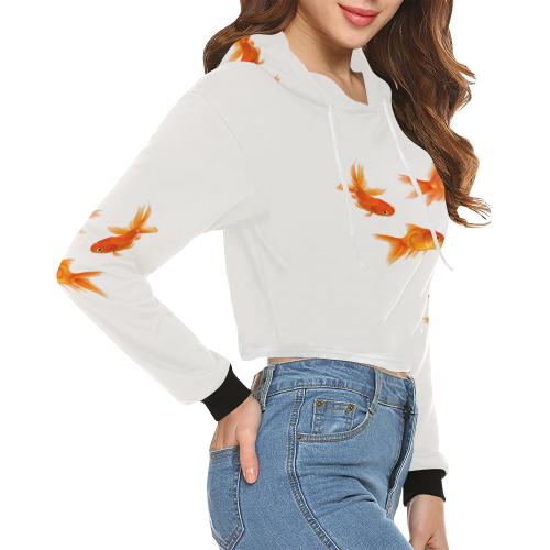 goldfish 4 All Over Print Crop Hoodie for Women (Model H22)