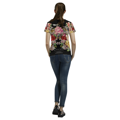 Nuit des Roses All Over Print T-shirt for Women/Large Size (USA Size) (Model T40)