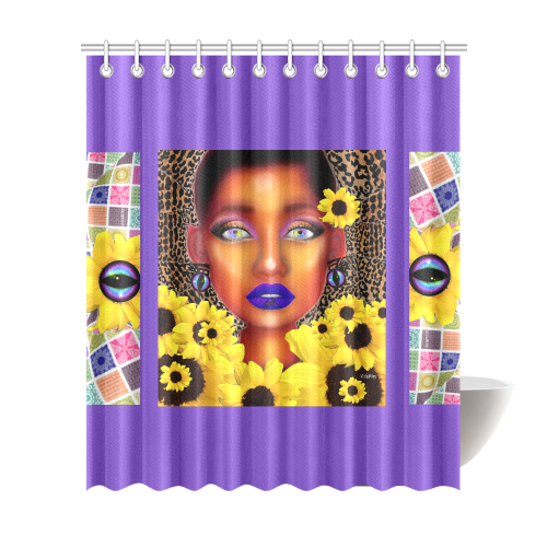 SUNFLO GODDESS  PURP Shower Curtain 72"x84"