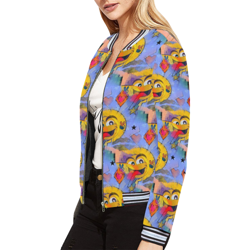 Relax Popart by Nico Bielow All Over Print Bomber Jacket for Women (Model H21)