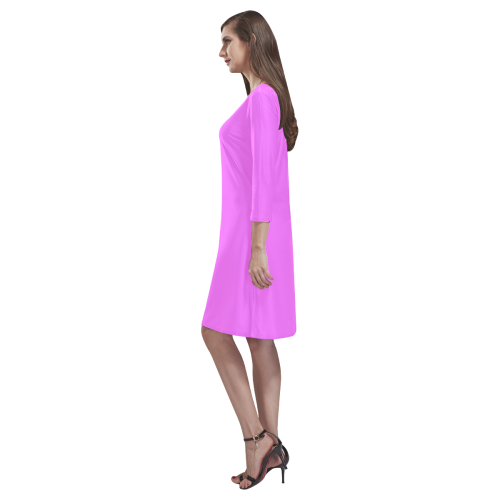 color ultra pink Rhea Loose Round Neck Dress(Model D22)